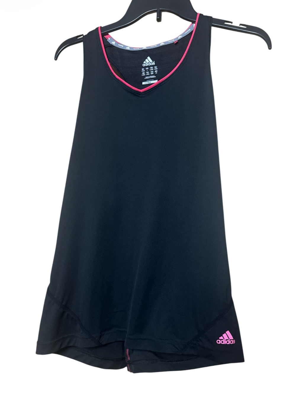 adidas Women's Black Tank Top with Pink Trim Sleeveless Active Exercise - Size L